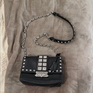 Michael Kors Black Crossbody Bag with Silver Accents